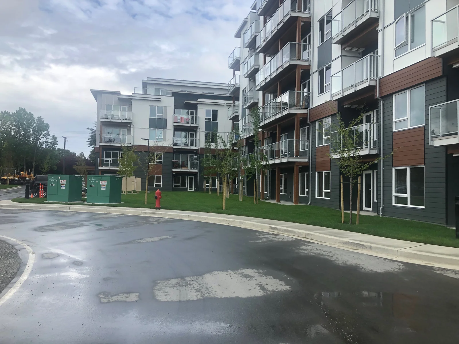 Completed contemporary multifamily residential development